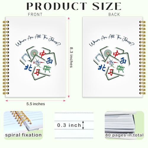 Funny Mahjong Gifts Notebook Journal 5.5x8.3, Mahjong Notebook Gifts for Women Mah Jong Lovers Players, Mah Jong Accessories Journals, Hardcover Spiral Notebooks for Note Taking - color: 3