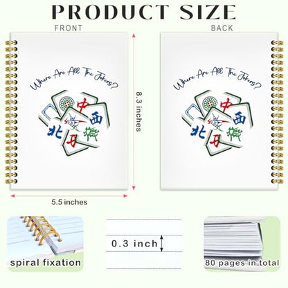 Funny Mahjong Gifts Notebook Journal 5.5x8.3, Mahjong Notebook Gifts for Women Mah Jong Lovers Players, Mah Jong Accessories Journals, Hardcover Spiral Notebooks for Note Taking - color: 3