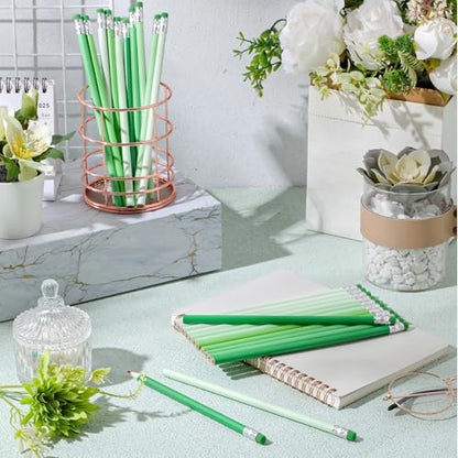 24 Pcs Round Pencils with Eraser 2 HB Cute Pencils Bulk for School Graphite Wood Color Unsharpened Pencil for Drawing Sketching Wedding School Teacher Supplies Student Reward(Green) - color: Green