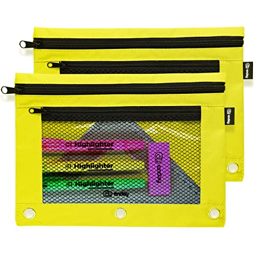 Enday Green Pencil Pouch For 3 Ring Binder, Zippered Binder Pencil Pouches, 3 Ring Pencil Pouch for Binder, Pencil Case for Binder, Large Pencil Bags for School, Home, and Office (2 Pack) - color: Green, size: 2