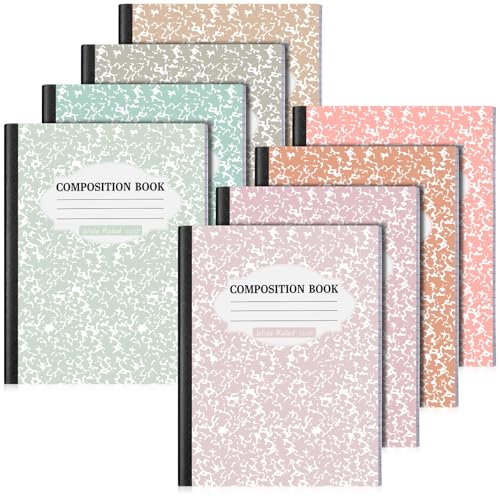 Colarr 8 Pack Composition Notebook 9.75 x 7.5 Inch Wide Ruled Marble Paper Composition Books Assorted Fun Colors Office School Notebook, Hard Cover, Sturdy Sewn Binding(Boho Color) - color: Boho Color