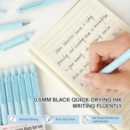Premium Blue Gel Pens - Smooth Writing, Quick Dry, Set of 12 - Ideal for Journaling, Note-Taking, Art Supplies - color: 12 Blue Black Ink
