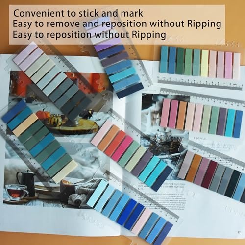 YOUDEFUL 1600pcs Translucent Page Markers,Morandi Sticky Note Tabs with Binders,Repositionable Book Flags Tabs Strip for Annotating Books,Clear Sticky Notes,Page Tabs,Index Tabs - size: Tabs Morandi