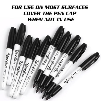 Permanent Markers, 72 Count Black Permanent Markers Set, Fine Tip, Waterproof Markers, Works On Plastic, Wood, Stone And Metal For Doodling, Marking