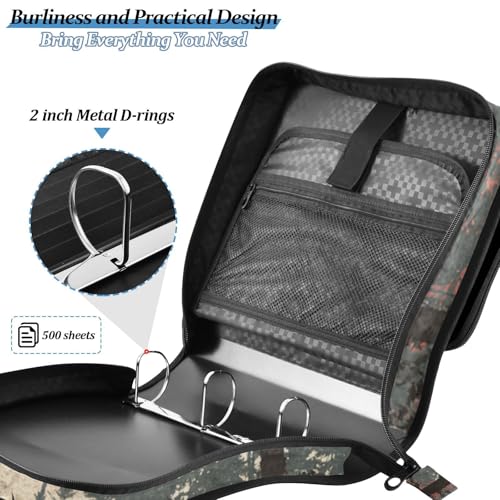 Cute Deer American Flag Zipper Binder Bag 3 Ring with Handle Shoulder Strap, Binder File Organizer Bag Storage Case for Work Office School