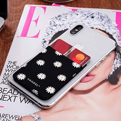 Vandel Pocket – Designer Stick-On Fabric Phone Wallet for Women and Men, Cute Credit Card Holder for Back of Phone and iPhone Case, Stretchy Fabric Adhesive Sleeve for All iPhones and Androids - color: Daisies
