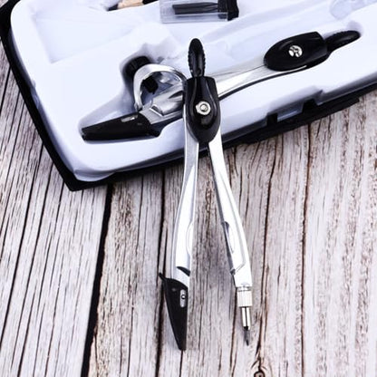 10pcs Metal Geometry Tool Kit with Protractor and Triangle Ruler, Practical Design and Accurate Scale, Includes Compass, Pencil, Sharpener, and Eraser, for Student Exams and School