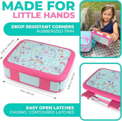 kinsho Bento Lunch Box for Kids Toddlers Girls, 4 Portion Sections Secure Lid, Microwave Safe BPA Free Removable Tray, Pre-School Kid Daycare Lunches Snack Container Ages 3 to 5, Pink Koala - color: Koala Bento