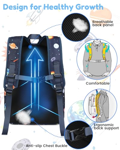 CAMTOP Backpack for Kids, Boys Girls Preschool Backpacks with Lunch Box Toddler Kindergarten School Bookbag Set (Blue Planet) - color: Blue Planet