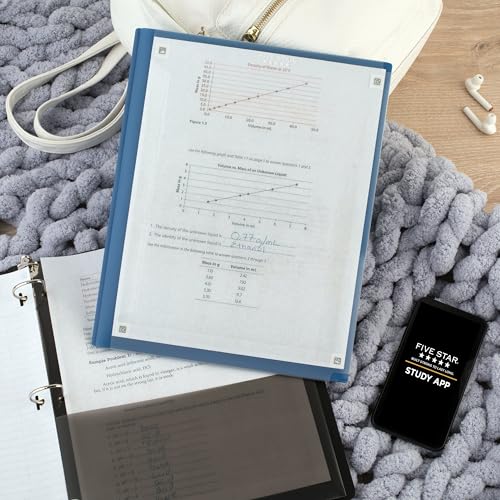 Five Star 2-Pocket Folder + Study App, Plastic Folder with Prong Fasteners and Customizable Clear Cover, Holds 8-1/2" x 11" Paper, Black, Pacific Blue, Fire Red, Forest Green (340220A-ECM),Pack of 24 - size: Pack of 24
