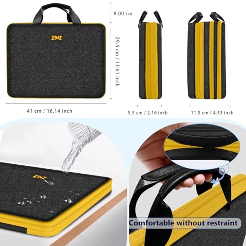ZINZ Slim Expandable Laptop Case 15.6 Inch Sleeve Upgraded Protective Durable Recycled Carrying Case Compatible with MacBook 15" & 16" and Most 15" 15.6" 16" Notebook,BK01YL01 - color: Bk01yl01, size: 15.6"