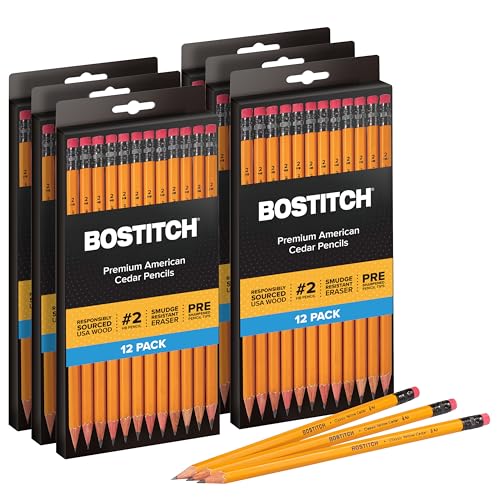 Bostitch Office Premium #2 Pencils, American Cedar Wood, Pre-Sharpened, HB Graphite, 72-Pack - size: 1 Count (Pack of 72)
