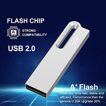 Aiibe 32GB Metal USB Flash Drive 10 Pack 32GB Thumb Drive USB Drive USB 2.0 Memory Stick Jump Drive 32 GB Zip Drives with Keychain, Silver - color: Silver 10 Pack, size: 32GB