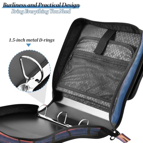 3 Ring Zipper Binder Summer Beach Sunset Seaside Binders Bag with Shoulder Strap 500 Sheets Paper Organizer Trapper Keeper Documents Storage File Folder for School Office - color: A1130