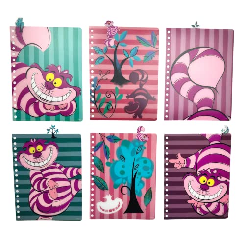 Disney Alice in Wonderland Cheshire Cat Tab Journal Spiral Notebook Notepad | Cheshire Cat Vinyl Cover, 144 Lined Pages, 8 x 7 Disney Notebook, School Supplies & Office Stationery, Journaling, Planning - style: Alice in Wonderland