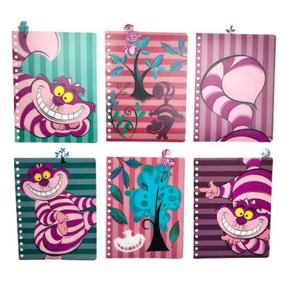 Disney Alice in Wonderland Cheshire Cat Tab Journal Spiral Notebook Notepad | Cheshire Cat Vinyl Cover, 144 Lined Pages, 8 x 7 Disney Notebook, School Supplies & Office Stationery, Journaling, Planning - style: Alice in Wonderland
