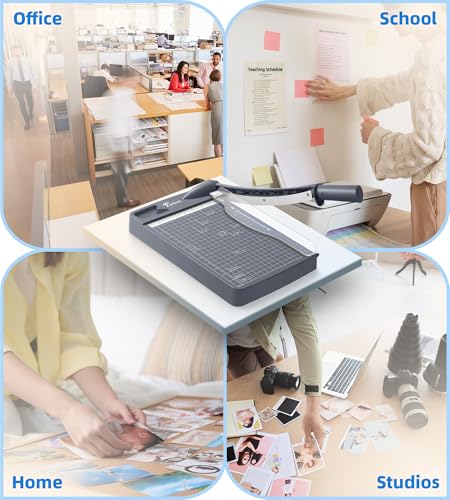 Firbon 12" Guillotine Paper Cutter, Heavy Duty 12-Sheet Capacity Trimmer for Cardstock, Photos, Scrapbooking, Office, Classroom, Studio (Gray) - color: Gray