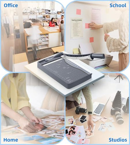 Firbon 12" Guillotine Paper Cutter, Heavy Duty 12-Sheet Capacity Trimmer for Cardstock, Photos, Scrapbooking, Office, Classroom, Studio (Gray) - color: Gray