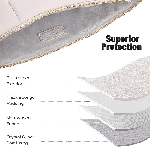 MoKo 13.3-14 Inch PU Leather Laptop Sleeve Fit with New Mac Neo 13", Mac Air 13'' M5 2026, Mac Pro 14'' M5, Mac Pro 13" M2/M1, Built-in Elastic Band, Laptop Carrying Case, White - color: White, size: 13.3-14 inch