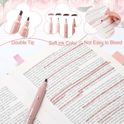 Eersida 74 Pcs Aesthetic School Supplies with Large Pencil Pouch 5 Ink Gel Pens 12 Highlighters 6 Mechanical Pencils 0.5mm 9 Color Pens 4 Note Pads Set for Student Stationary(Pink,Cute Style) - color: Pink, style: Cute Style