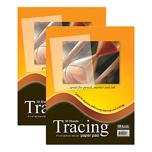 BAZIC Products Tracing Paper Pad, Translucent, 9 x 12 in, 30 Sheets, 2-Pack | acid-free, 30-sheet translucent tracing paper pad, drawing, overlay work - size: 2-Pack
