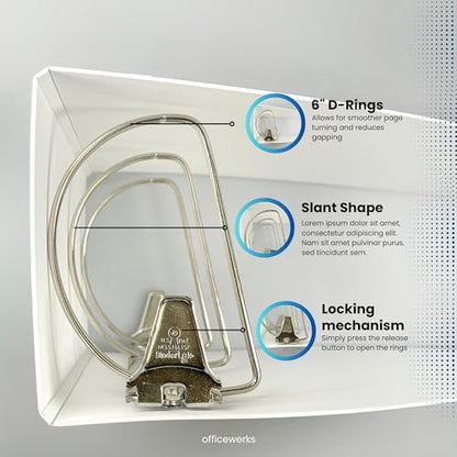 Performore 6 Inch Locking Angle D-Ring Binder Heavy Duty Poly Binder with Printed Design, Secure Locking 3 Rings, Spine Label Holder, Non-Customizable Cover, Holds 8.5" x 11" Paper, 1 Pack