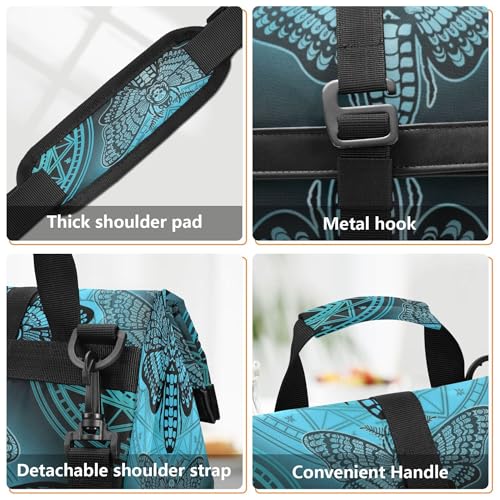 MNSRUU Insulated Lunch Bags Women Men, Blue Skull Moth Butterfly Portable Reusable Thermal Meal Tote Cooler Bag Organizer, Adjustable Shoulder Strap, Handle - color: Skulls 348
