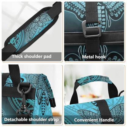 MNSRUU Insulated Lunch Bags Women Men, Blue Skull Moth Butterfly Portable Reusable Thermal Meal Tote Cooler Bag Organizer, Adjustable Shoulder Strap, Handle - color: Skulls 348