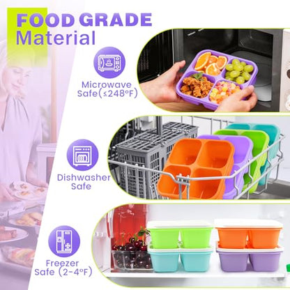 4 Pack Snack Containers Bento Box Adult Lunch Box,Meal Prep Container, Reusable Food Storage lunch Containers Stackable for Work, Travel and Gym (Grass Green, Pink, Green, Purple) - color: Grass Green, Pink, Green, Purple