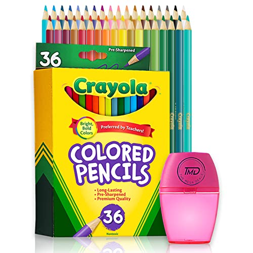 The Mega Deals Colored Pencils, 36 Assorted Colored Pencils for adult Coloring. Coloring Pencils with Sharpener for Home, School and Office (Gift Pack)