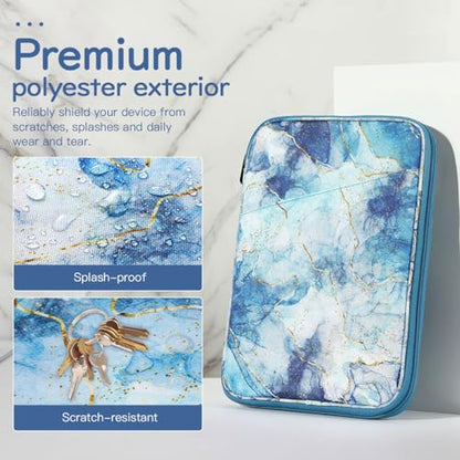 Dadanism 9-11 Inch Tablet Sleeve Bag Carrying Case, Marble Blue | Fits iPad (A16) 11th Gen 11", iPad 10th Gen 10.9" Air 5/4, iPad Air M4/Pro 11", iPad 9/8/7th 10.2", Galaxy Tab A11+ Plus 11" - color: Marble Blue, size: 9-11 inch
