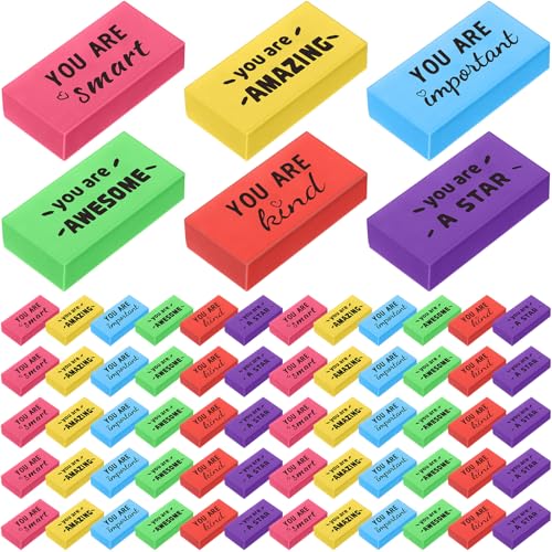 Resurhang 180 Pcs Erasers Bulk for Kids Inspirational Pencil Erasers Bulk for Drawing Motivational Big Eraser School Supplies for Classrooms Back to School Office (Motivational,Multicolor) - color: Multicolor, size: Motivational