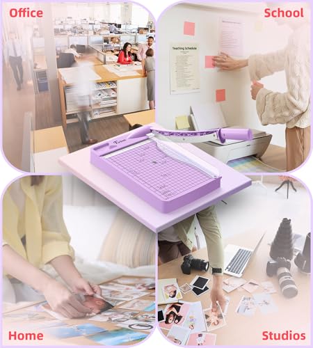 Firbon 12" Guillotine Paper Cutter, Heavy Duty 12-Sheet Capacity Trimmer for Cardstock, Photos, Scrapbooking, Office, Classroom, Studio (Purple) - color: Purple