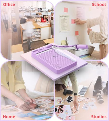 Firbon 12" Guillotine Paper Cutter, Heavy Duty 12-Sheet Capacity Trimmer for Cardstock, Photos, Scrapbooking, Office, Classroom, Studio (Purple) - color: Purple