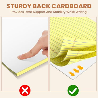 6Packs Legal Pads 8.5 x 11 Inch, 50Sheets/Pack, College Ruled & Perforated Yellow Writing Pads, Pads of Paper 8.5 x 11, Lined Note Pads with Sturdy Backing for Office, Business & School Supplies - color: Yellow, style: 6 Pads-50 Sheets/Pads