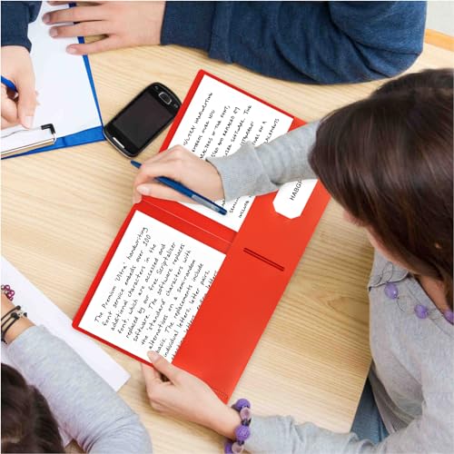 100 Pack Plastic Folders with Pockets, 5 Color Heavy Duty Two Pocket Folder | Business Card Holder for Office, High School, Business Resume