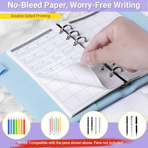 Antner A6 Monthly Planner Refill Paper for A6 6-Ring Refillable Binder, 135 Sheets Monthly Loose Leaf Filler Paper with Weeklypoint/Daily Section & 12 PCS Binder Dividers for Agenda Work Schedule - color: Monthly Plan Paper