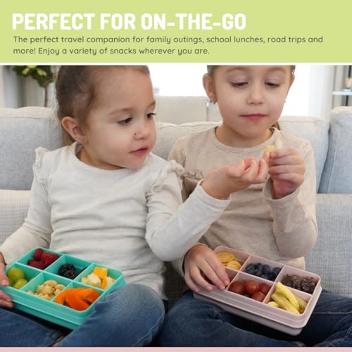 melii Snackle Box | 6-Compartment Divided Snack Container, BPA-Free Food Storage with Removable Dividers for School, Travel & On-the-Go Snacking (Blue) - color: Blue