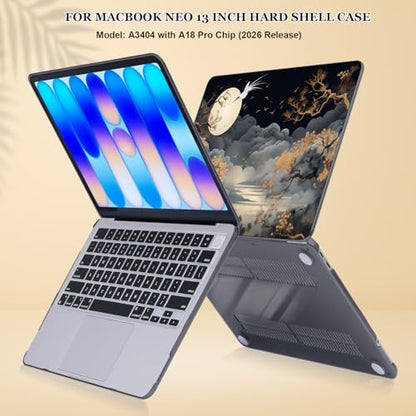 Compatible with MacBook Neo 13 inch Case 2026 (Model A3404), Printed Pattern Hard Shell Laptop Case with Keyboard Cover & Screen Film, Slim Plastic Protective Cover, Tide Illustration 2 - color: Tide Illustration 2