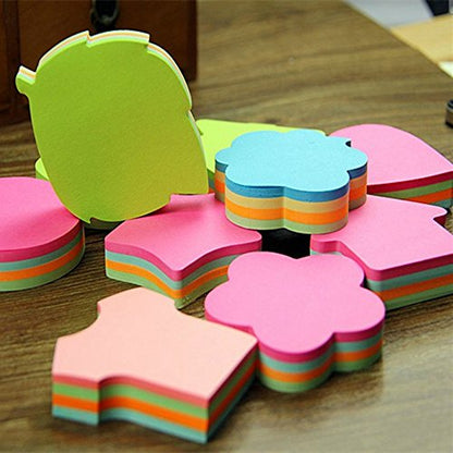 Funny live 6 Pads Creative Sticky Notes 3x3 Self-Stick Notes for Home, Office,100 Sheets/Pad, 'Butterflie', 'Clothe', 'Heart', 'Leaves', 'Apple', 'Strawberry', 'Bear', 'Plum Flower',etc. Shapes Random