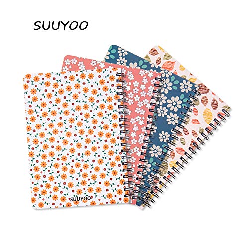 4 Pack Spiral Notebooks 5×7 Inch College Ruled Small Journals Hardcover Floral Cute Note Book for School Supplies Studio Girls Women, Inner Pocket, 80 Sheets/160 Pages - color: 5×7 Inch, 4 Pack