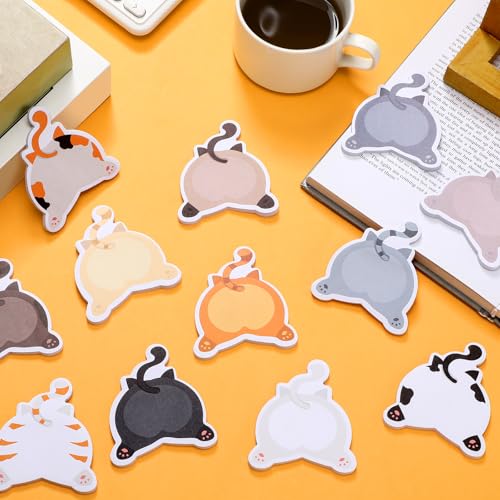 Yinder 24 Pads Cute Sticky Notes Fun Cat Sticky Notes Pads Bulk Cartoon Memo Self Adhesive Gift Back to School Veterinary Office School Tab Party Supplies - style: Fresh Cat