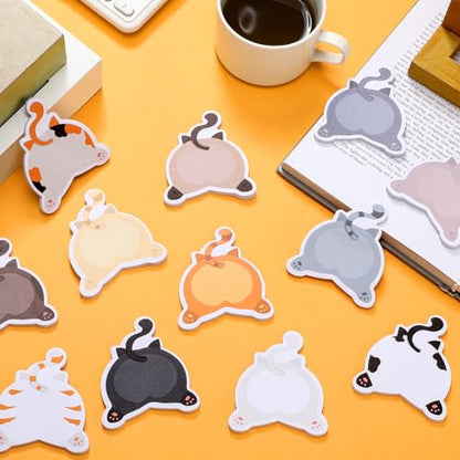 Yinder 24 Pads Cute Sticky Notes Fun Cat Sticky Notes Pads Bulk Cartoon Memo Self Adhesive Gift Back to School Veterinary Office School Tab Party Supplies - style: Fresh Cat