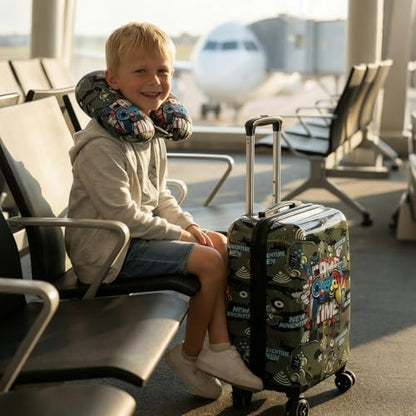 16’’ Kid’s Luggage Set with Spinner Wheels, Hardside with Suitcases,6 Piece | Carry on Luggage, Travel Rolling Luggage Airline Approved Suitcase Set with Spinner Wheels Girls Boys - color: Joystick