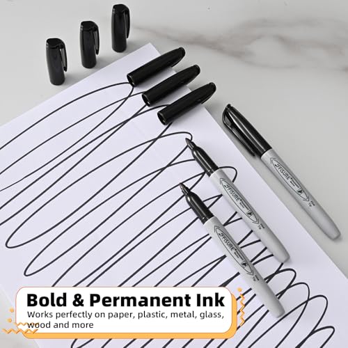 Permanent markers, 120 packs permanent markers bulk, quick drying in one second, waterproof, smooth, not easy to erase, durable, can be marked on glass, tiles and cloth, office supplies,Gray shell - size: 1 Count (Pack of 120)