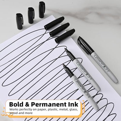 Permanent markers, 120 packs permanent markers bulk, quick drying in one second, waterproof, smooth, not easy to erase, durable, can be marked on glass, tiles and cloth, office supplies,Gray shell - size: 1 Count (Pack of 120)