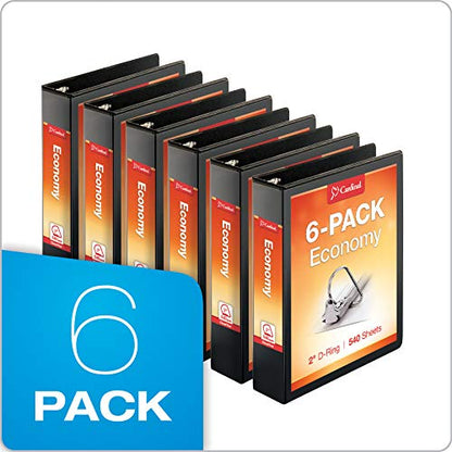 Cardinal by TOPS Products Economy Value ClearVue 2-Inch Slant-D Ring Binders, 540 Sheet Capacity, Black, Case of 6 Binders (90760) - color: Black, size: 2 Inch