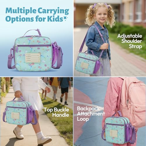 Itslife Bento Box for Kids Set, insulated food container,kids lunch box, 7 oz thermos for hot food, 12 oz thermos water bottle, Reusable Insulated Ice Bag & Fork Spoon Utensils Camping Travel Purple - color: Purple-RY