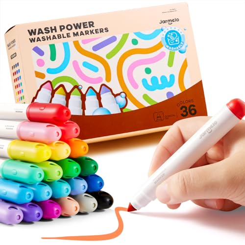 Jar Melo Washable Markers for Kids Toddlers 2-4, Safe Non-Toxic Water Based Markers for Age 1-3 4-8, Coloring Art Supplies for Preschool Gift, 36 Colors - style: 36 Colors