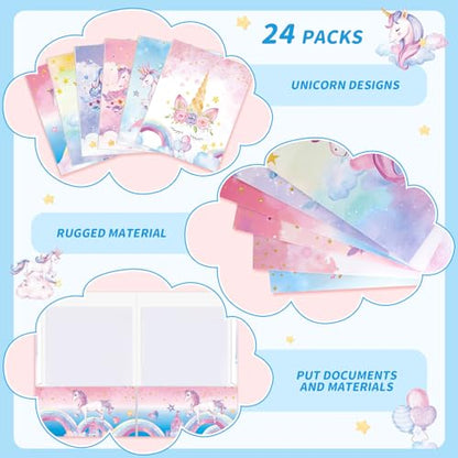 Kosiz 12 Pcs 9 x 12 Inch Girl Unicorn 2 Pocket Folders Cute Kawaii Take Home File Bulk Kid Student Homework Paper File Folder for School Classwork Office Home Classroom Teacher Business Party Supply - style: Unicorn